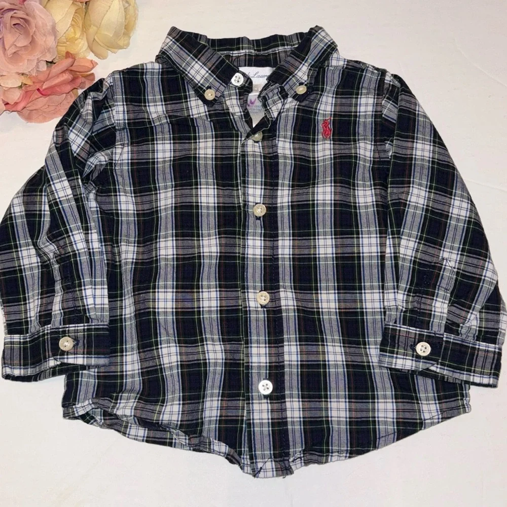 Ralph Lauren Plaid Cotton Poplin Shirt 9M Boys Ralph Lauren 9 month plaid